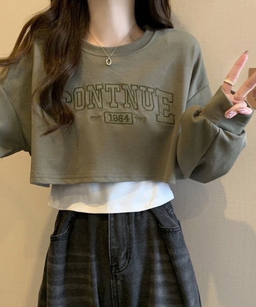 Alvia(アルビア)の「刺繍ロゴ タンクトップショートTシャツ 2点セット(Tシャツ/カットソー・レディース・ブラック/グレー/ブラウン/カーキ・M)」の7枚目の写真