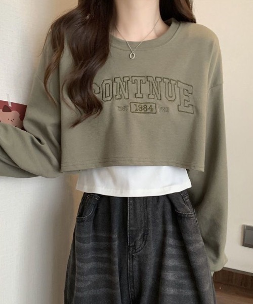 Alvia(アルビア)の「刺繍ロゴ タンクトップショートTシャツ 2点セット(Tシャツ/カットソー・レディース・ブラック/グレー/ブラウン/カーキ・M)」の6枚目の写真