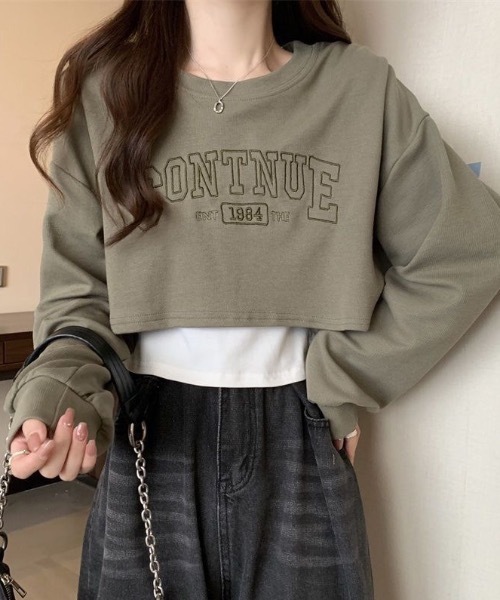 Alvia(アルビア)の「刺繍ロゴ タンクトップショートTシャツ 2点セット(Tシャツ/カットソー・レディース・ブラック/グレー/ブラウン/カーキ・M)」の5枚目の写真