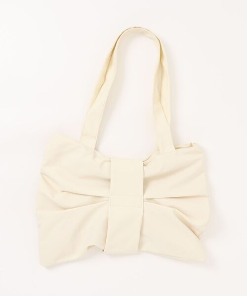 TONE SELECT GOODS（トーンセレクトグッズ）の「【float】リボン ショルダーバッグ 【A4サイズ収納可能】（ショルダーバッグ・レディース・ホワイト/ブラック・FREE）」の3枚目の写真