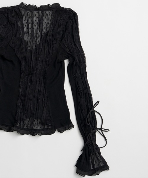 PRANK PROJECT（プランクプロジェクト）の「【2026Summer Pre-Order】シアードットスリムシャツ / Sheer Dot Slim Shirt（シャツ/ブラウス・レディース・ブラック/アイボリー・FREE）」の10枚目の写真