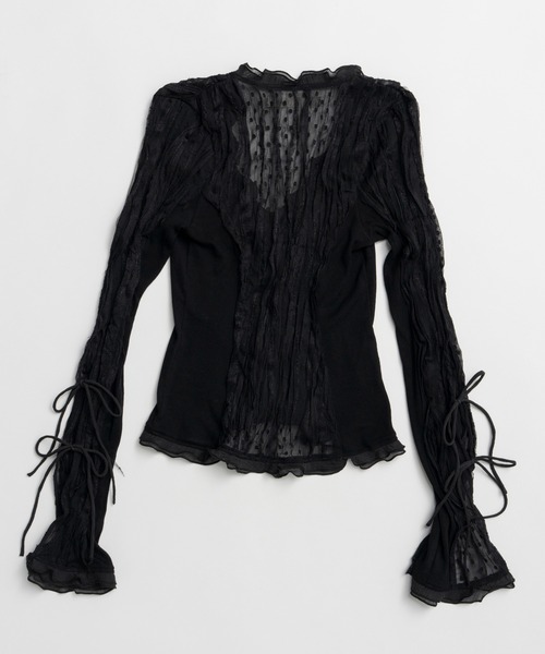 PRANK PROJECT（プランクプロジェクト）の「【2026Summer Pre-Order】シアードットスリムシャツ / Sheer Dot Slim Shirt（シャツ/ブラウス・レディース・ブラック/アイボリー・FREE）」の9枚目の写真