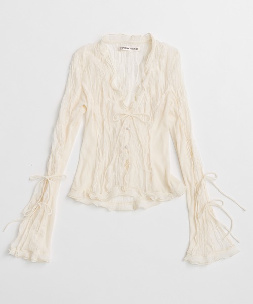 PRANK PROJECT（プランクプロジェクト）の「【2026Summer Pre-Order】シアードットスリムシャツ / Sheer Dot Slim Shirt（シャツ/ブラウス・レディース・ブラック/アイボリー・FREE）」の8枚目の写真