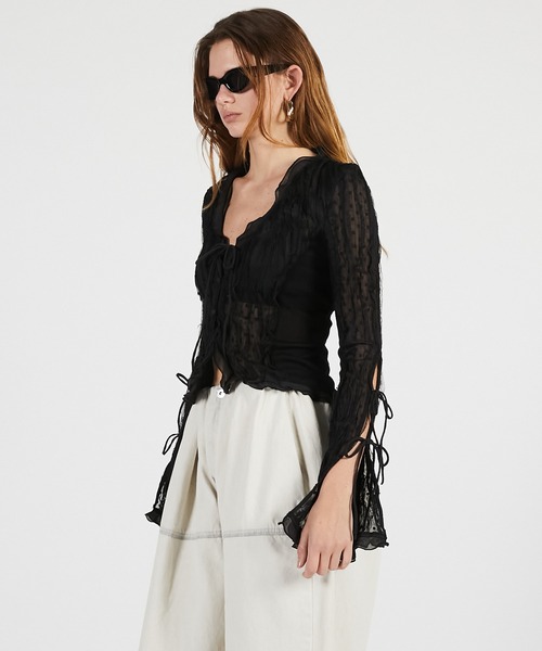 PRANK PROJECT（プランクプロジェクト）の「【2026Summer Pre-Order】シアードットスリムシャツ / Sheer Dot Slim Shirt（シャツ/ブラウス・レディース・ブラック/アイボリー・FREE）」の16枚目の写真