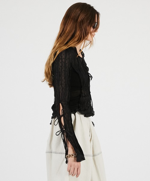 PRANK PROJECT（プランクプロジェクト）の「【2026Summer Pre-Order】シアードットスリムシャツ / Sheer Dot Slim Shirt（シャツ/ブラウス・レディース・ブラック/アイボリー・FREE）」の17枚目の写真