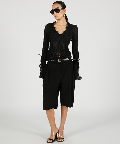 PRANK PROJECT（プランクプロジェクト）の「【2026Summer Pre-Order】シアードットスリムシャツ / Sheer Dot Slim Shirt（シャツ/ブラウス・レディース・ブラック/アイボリー・FREE）」の12枚目の写真