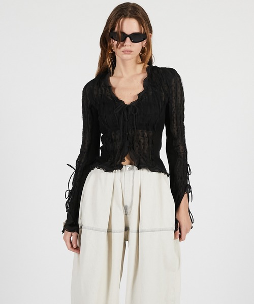 PRANK PROJECT（プランクプロジェクト）の「【2026Summer Pre-Order】シアードットスリムシャツ / Sheer Dot Slim Shirt（シャツ/ブラウス・レディース・ブラック/アイボリー・FREE）」の15枚目の写真