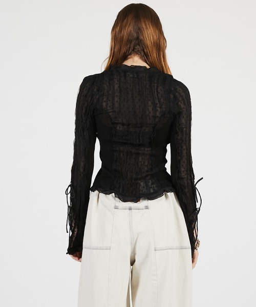 PRANK PROJECT（プランクプロジェクト）の「【2026Summer Pre-Order】シアードットスリムシャツ / Sheer Dot Slim Shirt（シャツ/ブラウス・レディース・ブラック/アイボリー・FREE）」の3枚目の写真