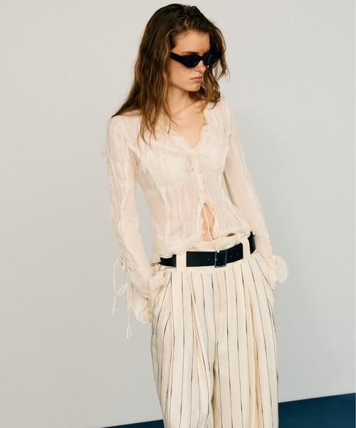 PRANK PROJECT(プランクプロジェクト)の「【2026Summer Pre-Order】シアードットスリムシャツ / Sheer Dot Slim Shirt(シャツ/ブラウス・レディース・ブラック/アイボリー・FREE)」の19枚目の写真
