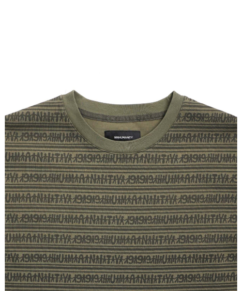 999HUMANITY(999ヒューマニティ)の「ヒューマンストライプハーフTシャツ(カーキ)(Tシャツ/カットソー・レディース・その他・1(S)/2(M)/3(L))」の3枚目の写真