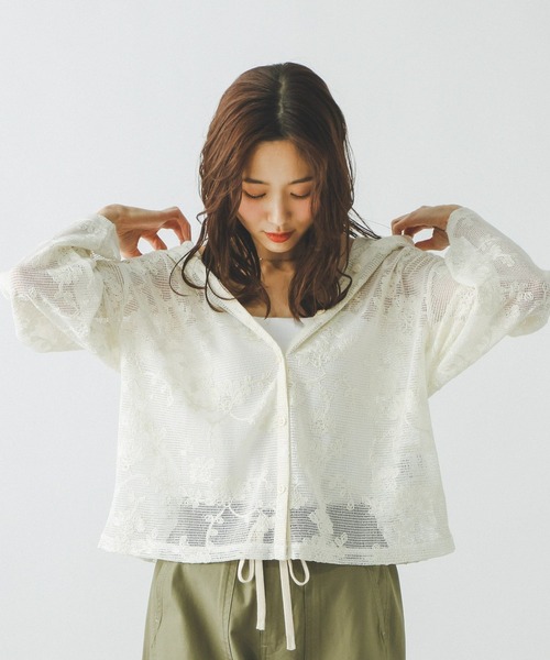 GLOBAL WORK(グローバルワーク)の「ジャガードレースパーカー/632458(パーカー・レディース・アイボリー/ブラウン/ブラック・LARGE/MEDIUM)」の1枚目の写真