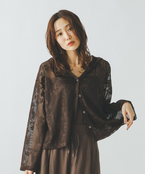 GLOBAL WORK(グローバルワーク)の「ジャガードレースパーカー/632458(パーカー・レディース・アイボリー/ブラウン/ブラック・LARGE/MEDIUM)」の3枚目の写真