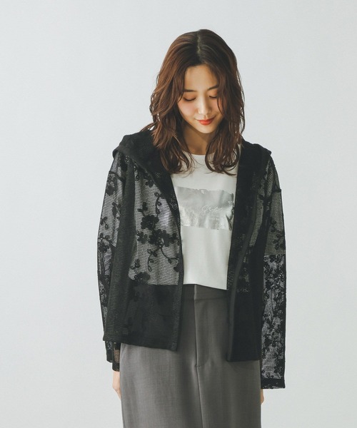 GLOBAL WORK(グローバルワーク)の「ジャガードレースパーカー/632458(パーカー・レディース・アイボリー/ブラウン/ブラック・LARGE/MEDIUM)」の8枚目の写真