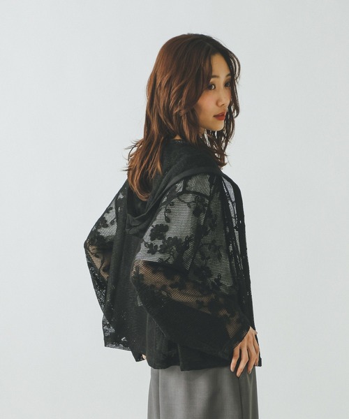 GLOBAL WORK(グローバルワーク)の「ジャガードレースパーカー/632458(パーカー・レディース・アイボリー/ブラウン/ブラック・LARGE/MEDIUM)」の9枚目の写真