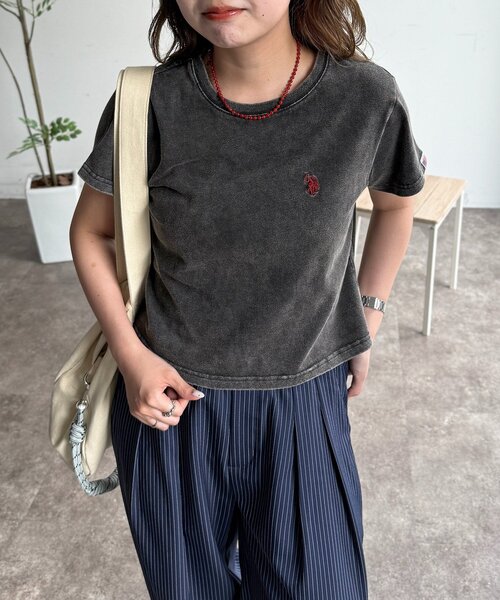 U.S. POLO ASSN.(ユーエスポロアッスン)の「【U.S. POLO ASSN.】クロップドT(Tシャツ/カットソー・レディース・ピンク/ホワイト/ブラック系その他/チャコールグレー/グレー/インディゴブルー/ブルー系その他/ネイビー/ブラック/ブラウン系その他・FREE)」の4枚目の写真