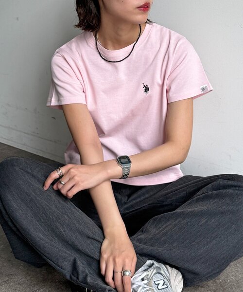 U.S. POLO ASSN.(ユーエスポロアッスン)の「【U.S. POLO ASSN.】クロップドT(Tシャツ/カットソー・レディース・ピンク/ホワイト/ブラック系その他/チャコールグレー/グレー/インディゴブルー/ブルー系その他/ネイビー/ブラック/ブラウン系その他・FREE)」の10枚目の写真