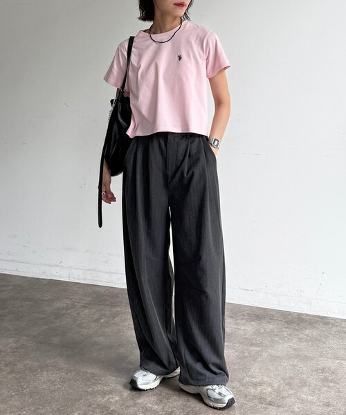 U.S. POLO ASSN.(ユーエスポロアッスン)の「【U.S. POLO ASSN.】クロップドT(Tシャツ/カットソー・レディース・ピンク/ホワイト/ブラック系その他/チャコールグレー/グレー/インディゴブルー/ブルー系その他/ネイビー/ブラック/ブラウン系その他・FREE)」の14枚目の写真