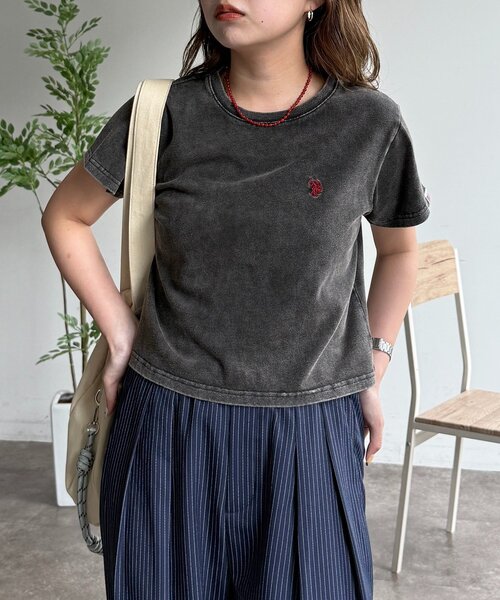 U.S. POLO ASSN.(ユーエスポロアッスン)の「【U.S. POLO ASSN.】クロップドT(Tシャツ/カットソー・レディース・ピンク/ホワイト/ブラック系その他/チャコールグレー/グレー/インディゴブルー/ブルー系その他/ネイビー/ブラック/ブラウン系その他・FREE)」の15枚目の写真