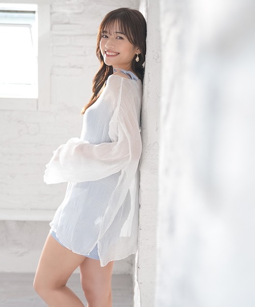 Honeys(ハニーズ)の「水着3点セット/シアー(水着・レディース・ホワイト×ブルー/ブラック系その他・L/LL/M/S)」の7枚目の写真