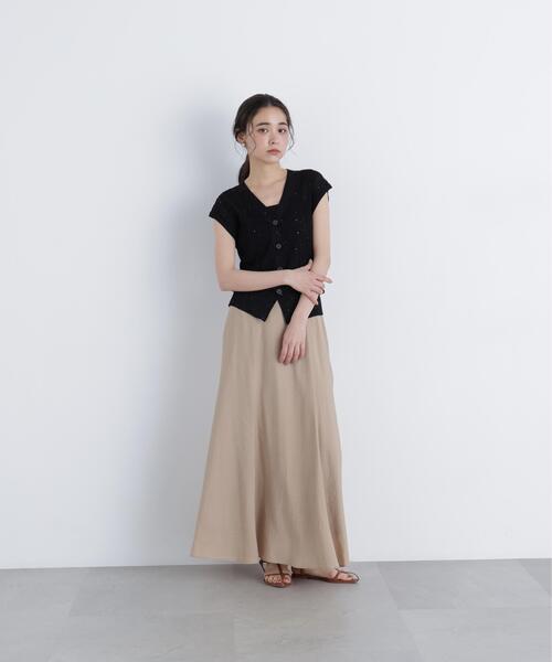 N.（N. Natural Beauty Basic）（エヌエヌナチュラルビューティーベーシック）の「スパンコールシアーニット（カーディガン/ボレロ・レディース・ブラウン/ブラック/イエロー・ﾌﾘ-）」の4枚目の写真