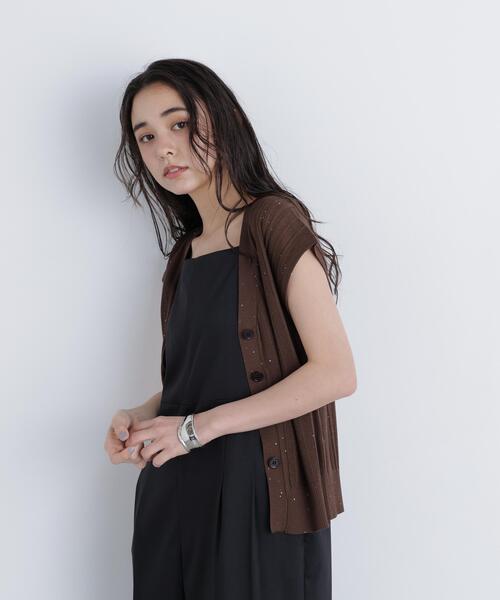 N.（N. Natural Beauty Basic）（エヌエヌナチュラルビューティーベーシック）の「スパンコールシアーニット（カーディガン/ボレロ・レディース・ブラウン/ブラック/イエロー・ﾌﾘ-）」の13枚目の写真