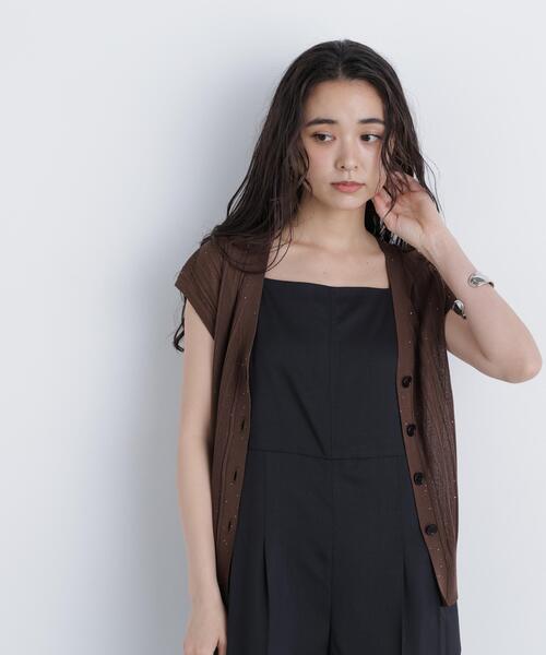 N.（N. Natural Beauty Basic）（エヌエヌナチュラルビューティーベーシック）の「スパンコールシアーニット（カーディガン/ボレロ・レディース・ブラウン/ブラック/イエロー・ﾌﾘ-）」の15枚目の写真