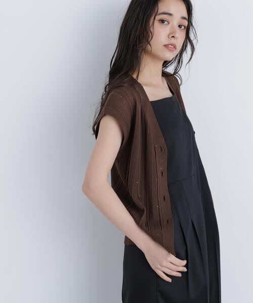 N.（N. Natural Beauty Basic）（エヌエヌナチュラルビューティーベーシック）の「スパンコールシアーニット（カーディガン/ボレロ・レディース・ブラウン/ブラック/イエロー・ﾌﾘ-）」の17枚目の写真