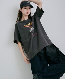 ピグメントヴィンテージ加工プリントTシャツ
