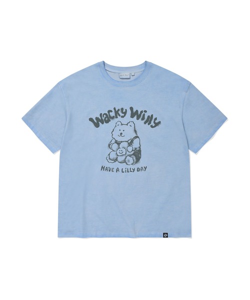 Wacky WiLLy(ワッキーウィリー)の「WOMEN'S DYING GRAPHIC SHORT SLEEVE T-SHIRT(Tシャツ/カットソー・レディース・スカイブルー/チャコールグレー・FREE)」の1枚目の写真