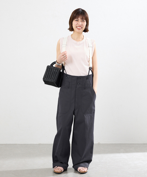 IENA(イエナ)の「PEACEFUL DAYS/ピースフルデイズ サスペンダーPT パンツ(その他パンツ・レディース・アイボリー/ネイビー・36/38)」の5枚目の写真