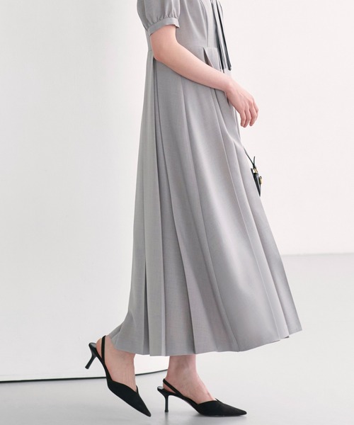 RUIRUE BOUTIQUE（ルイルエブティック）の「洗える ｜ プリーツスカート ワンピース ｜ 襟付きワンピース・夏ワンピース・ロングワンピース・リゾートワンピース・デザインワンピース（ワンピース・レディース・ピンクベージュ/グレイッシュベージュ/ネイビー・S/M/L）」の13枚目の写真