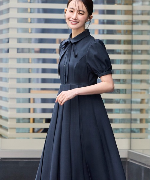 RUIRUE BOUTIQUE（ルイルエブティック）の「洗える ｜ プリーツスカート ワンピース ｜ 襟付きワンピース・夏ワンピース・ロングワンピース・リゾートワンピース・デザインワンピース（ワンピース・レディース・ピンクベージュ/グレイッシュベージュ/ネイビー・S/M/L）」の16枚目の写真