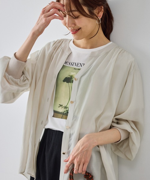 ROPE' PICNIC(ロペピクニック)の「布帛シアーカーディガンブラウス(シャツ/ブラウス・レディース・キナリ/ベージュ/ブラック・FREE)」の22枚目の写真