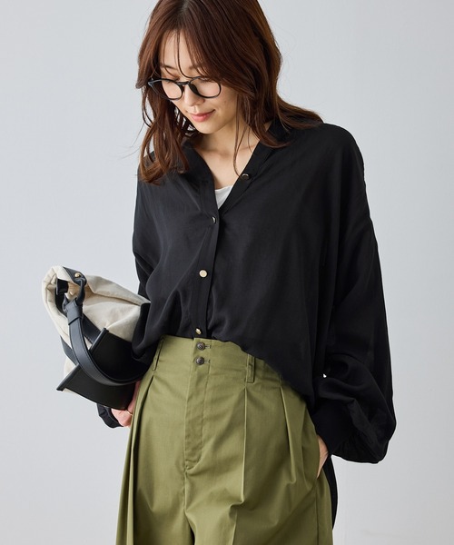 ROPE' PICNIC(ロペピクニック)の「布帛シアーカーディガンブラウス(シャツ/ブラウス・レディース・キナリ/ベージュ/ブラック・FREE)」の14枚目の写真