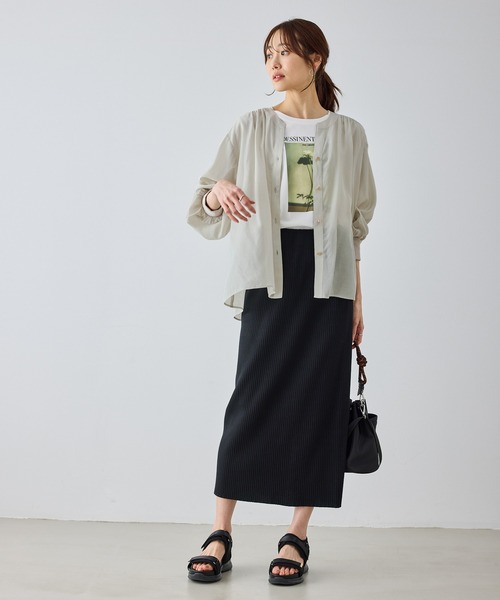ROPE' PICNIC(ロペピクニック)の「布帛シアーカーディガンブラウス(シャツ/ブラウス・レディース・キナリ/ベージュ/ブラック・FREE)」の17枚目の写真