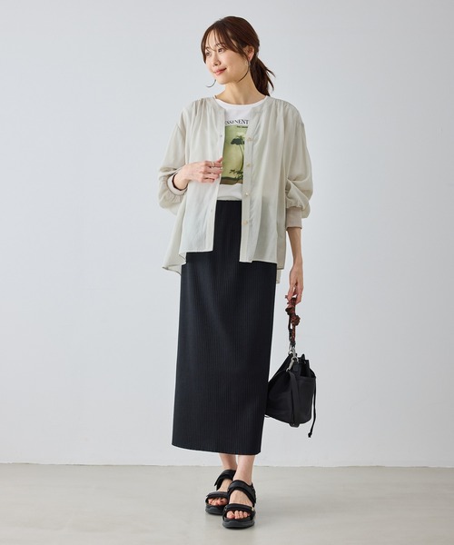ROPE' PICNIC(ロペピクニック)の「布帛シアーカーディガンブラウス(シャツ/ブラウス・レディース・キナリ/ベージュ/ブラック・FREE)」の18枚目の写真