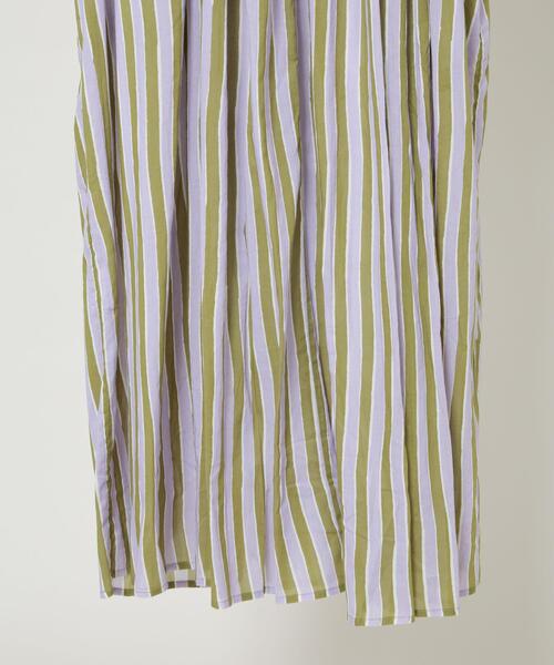 sara mallika(サラ マリカ)の「Sara mallika/Stripe Print Gather Dress(セットアップ可)(ワンピース・レディース・カーキ・S)」の4枚目の写真