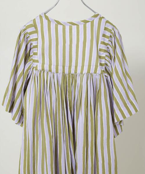sara mallika(サラ マリカ)の「Sara mallika/Stripe Print Gather Dress(セットアップ可)(ワンピース・レディース・カーキ・S)」の6枚目の写真