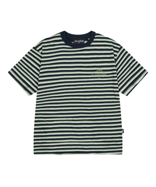 1989STANDARD(1989スタンダード)の「ミックスストライプオーバーサイズ半袖(JTOSTS-0003)(Tシャツ/カットソー・メンズ・イエロー/スカイブルー/ネイビー・MEDIUM/LARGE/X-LARGE)」の5枚目の写真