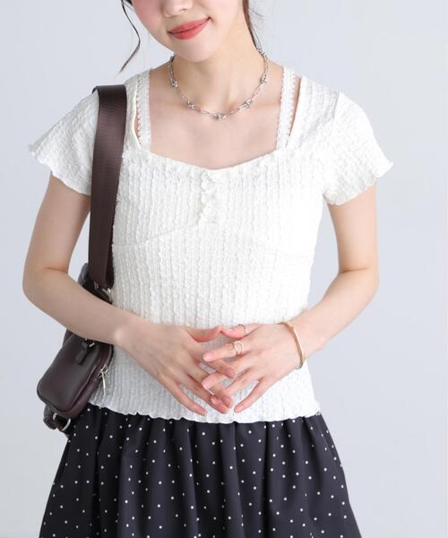 FREE'S MART（フリーズマート）の「◆レースコンパクトカットソー（Tシャツ/カットソー・レディース・ブルー/ブラウン/ホワイト・FREE）」の7枚目の写真