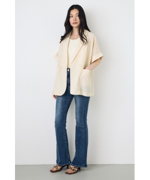 AZUL by moussy(アズールバイマウジー)の「COMFORA AIRハーフスリーブジャケット(テーラードジャケット・レディース・アイボリー/ブラウン/ブラック・SMALL/MEDIUM)」の8枚目の写真
