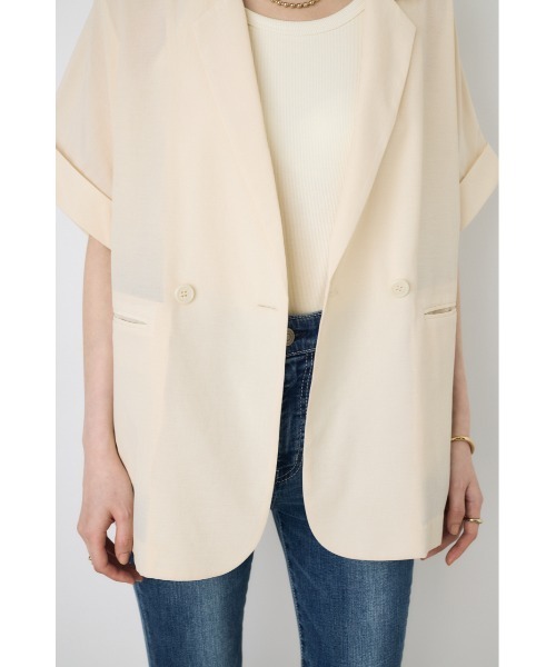 AZUL by moussy(アズールバイマウジー)の「COMFORA AIRハーフスリーブジャケット(テーラードジャケット・レディース・アイボリー/ブラウン/ブラック・SMALL/MEDIUM)」の9枚目の写真