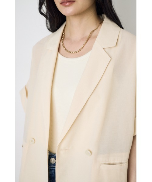 AZUL by moussy(アズールバイマウジー)の「COMFORA AIRハーフスリーブジャケット(テーラードジャケット・レディース・アイボリー/ブラウン/ブラック・SMALL/MEDIUM)」の11枚目の写真