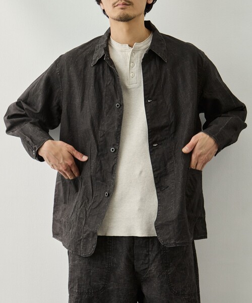 orSlow(オアスロウ)の「【orSlow/オアスロウ】WWII 40S SUMI COATED LINEN COVERALL(ブルゾン・メンズ・ブラック・S/M/L)」の1枚目の写真