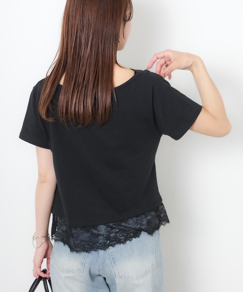 Riberry(リベリー)の「フロントドレープ裾レーストップス(Tシャツ/カットソー・レディース・ブラック/オフホワイト・FREE)」の22枚目の写真