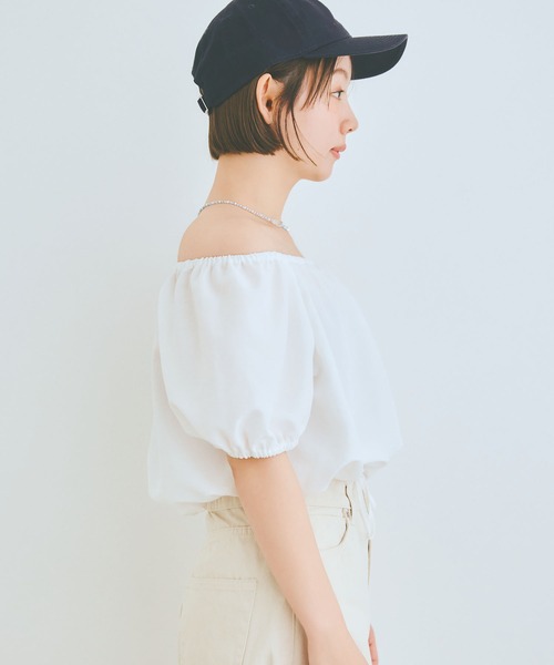 COLORME(カラーミー)の「【AKB48 伊藤百花 着用】ウエストギャザー クロップド トップス(シャツ/ブラウス・レディース・ホワイト/ブラック・FREE)」の15枚目の写真