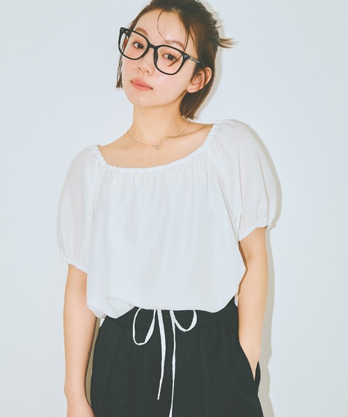 COLORME(カラーミー)の「【AKB48 伊藤百花 着用】ウエストギャザー クロップド トップス(シャツ/ブラウス・レディース・ホワイト/ブラック・FREE)」の8枚目の写真