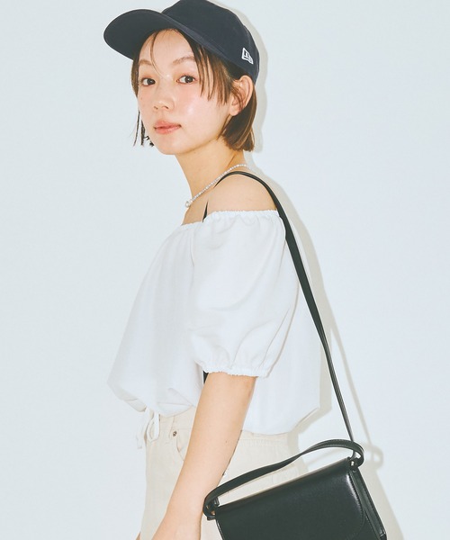 COLORME(カラーミー)の「【AKB48 伊藤百花 着用】ウエストギャザー クロップド トップス(シャツ/ブラウス・レディース・ホワイト/ブラック・FREE)」の9枚目の写真