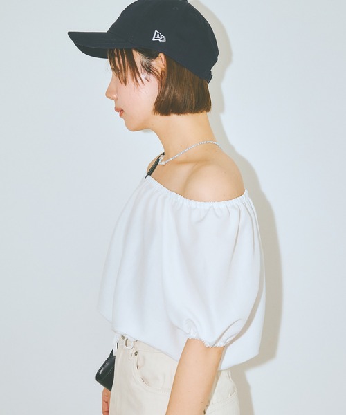 COLORME(カラーミー)の「【AKB48 伊藤百花 着用】ウエストギャザー クロップド トップス(シャツ/ブラウス・レディース・ホワイト/ブラック・FREE)」の10枚目の写真