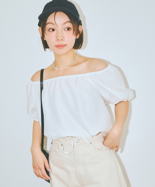 COLORME(カラーミー)の「【AKB48 伊藤百花 着用】ウエストギャザー クロップド トップス(シャツ/ブラウス・レディース・ホワイト/ブラック・FREE)」の11枚目の写真
